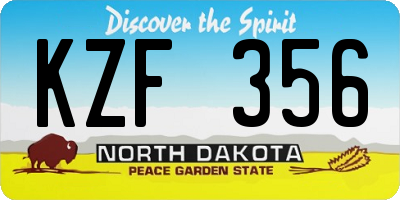 ND license plate KZF356