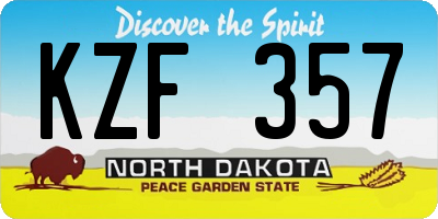 ND license plate KZF357