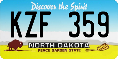 ND license plate KZF359