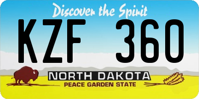 ND license plate KZF360