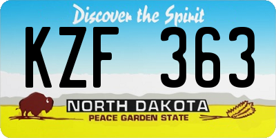ND license plate KZF363