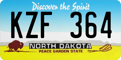 ND license plate KZF364