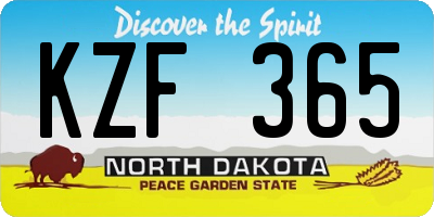 ND license plate KZF365