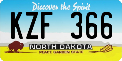 ND license plate KZF366
