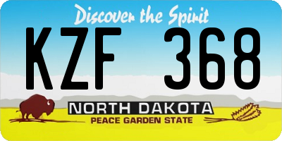 ND license plate KZF368