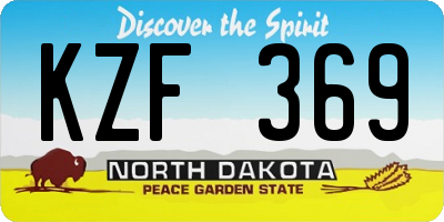ND license plate KZF369