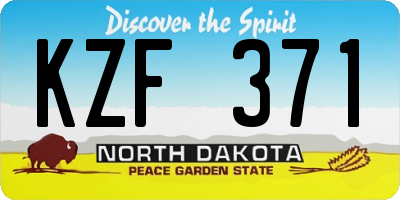 ND license plate KZF371