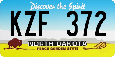 ND license plate KZF372