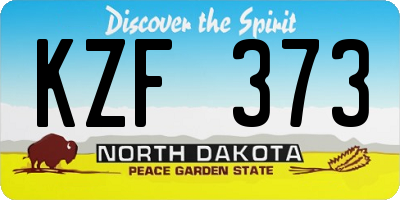 ND license plate KZF373