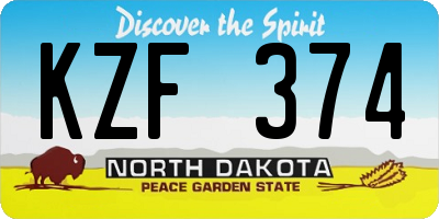 ND license plate KZF374