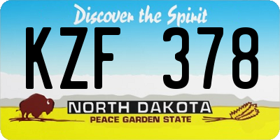 ND license plate KZF378