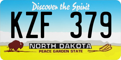 ND license plate KZF379