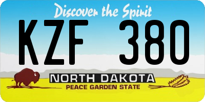 ND license plate KZF380