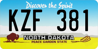 ND license plate KZF381