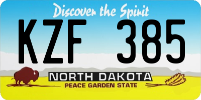 ND license plate KZF385