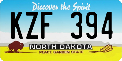 ND license plate KZF394