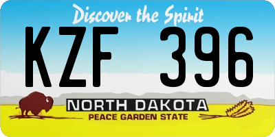 ND license plate KZF396