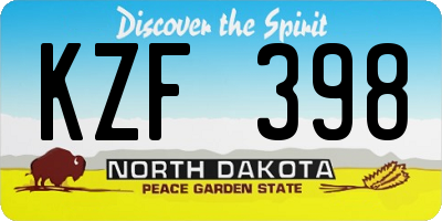 ND license plate KZF398