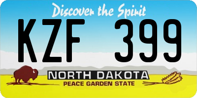 ND license plate KZF399