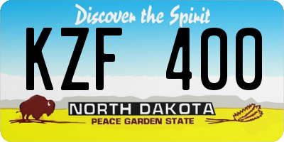 ND license plate KZF400