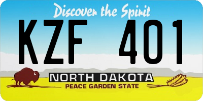 ND license plate KZF401