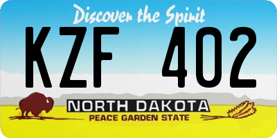 ND license plate KZF402