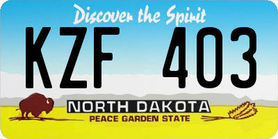 ND license plate KZF403