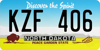ND license plate KZF406