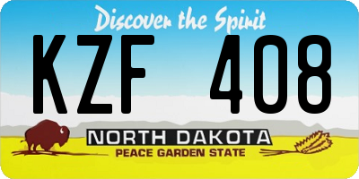ND license plate KZF408
