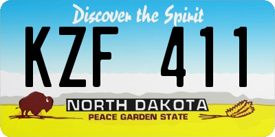 ND license plate KZF411