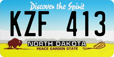 ND license plate KZF413