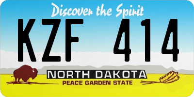 ND license plate KZF414