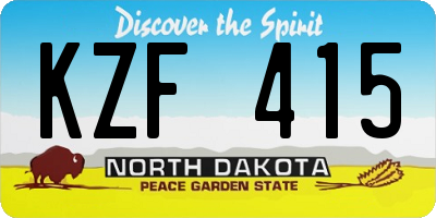 ND license plate KZF415
