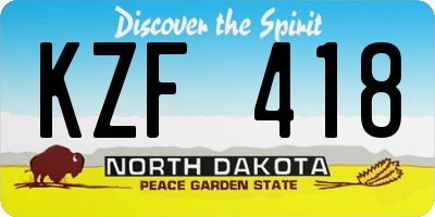 ND license plate KZF418