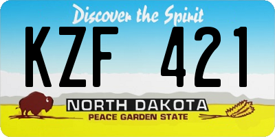 ND license plate KZF421