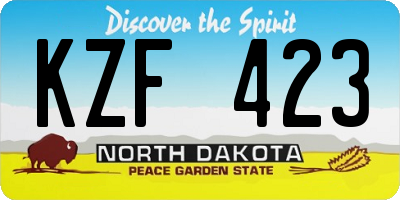 ND license plate KZF423