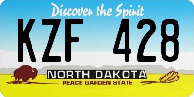 ND license plate KZF428