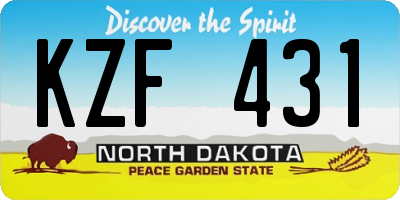 ND license plate KZF431