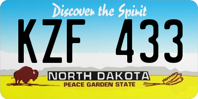ND license plate KZF433