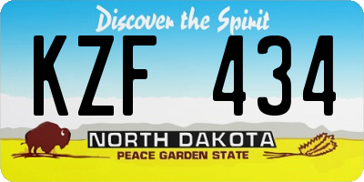 ND license plate KZF434