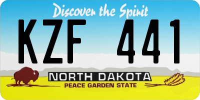 ND license plate KZF441