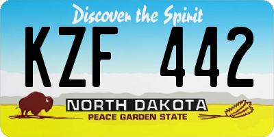 ND license plate KZF442