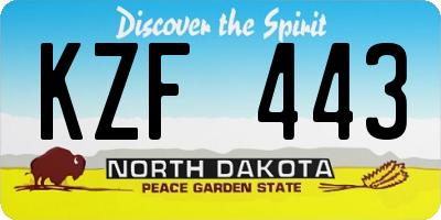 ND license plate KZF443
