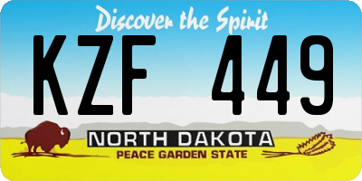 ND license plate KZF449
