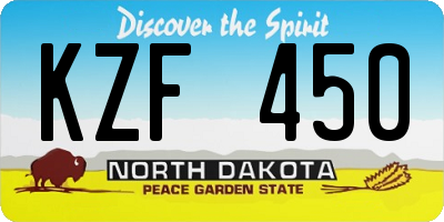 ND license plate KZF450