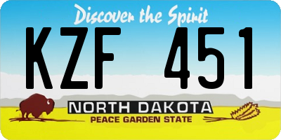 ND license plate KZF451