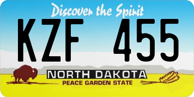ND license plate KZF455