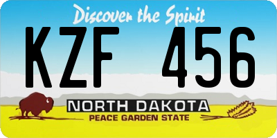 ND license plate KZF456