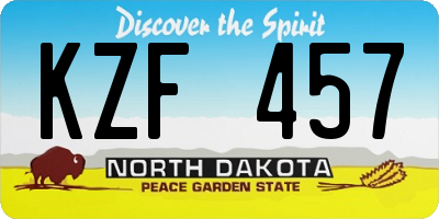 ND license plate KZF457