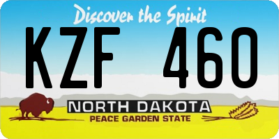 ND license plate KZF460
